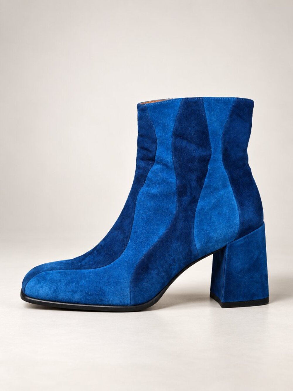 JEFFREY CAMPBELL Lavalamp Square Toe Blue Suede Ankle Boots